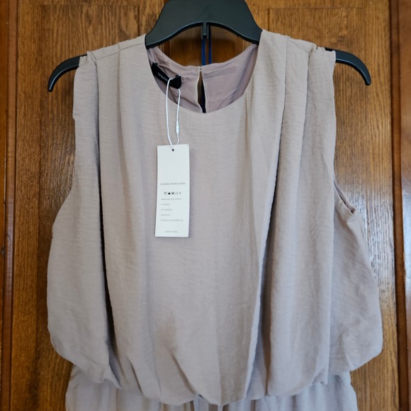 Dakatoo Tan 2 pc Outfit Puff Sleeveless Top Drawstring Waist Wide Leg Pant NWT - Picture 9 of 14